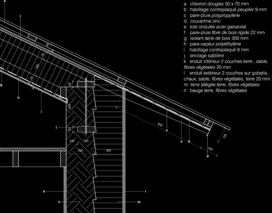 Prototype CobBauge - Raccord toiture // terre crue